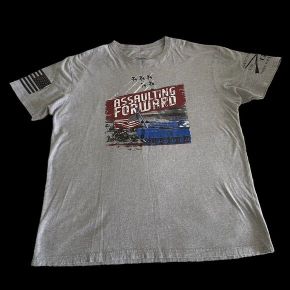 Grunt Style Logo T Shirt Mens XXL Gray Short Sleeve Assulting Forward Patroitic - Picture 1 of 4